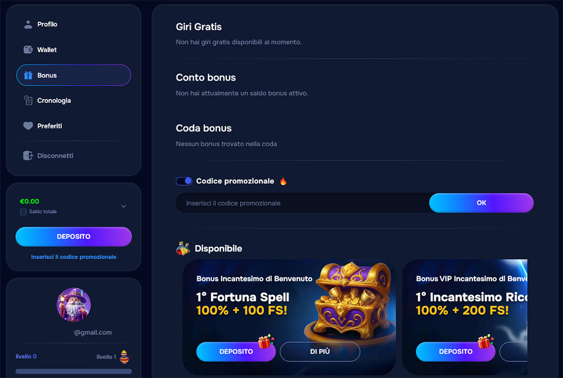 Casinò online con codici promozionali. 
