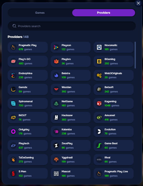 Live casino game providers