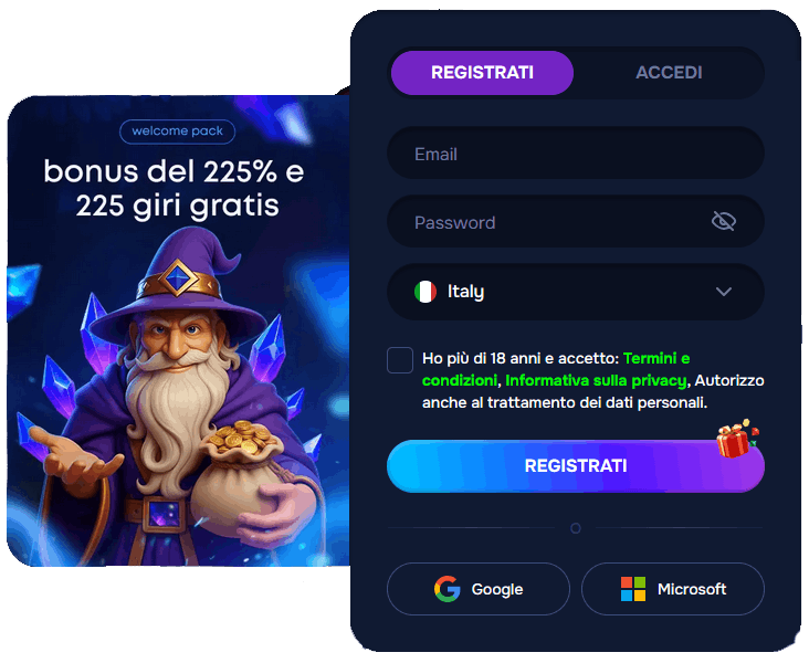 Register at Wizardo casino.